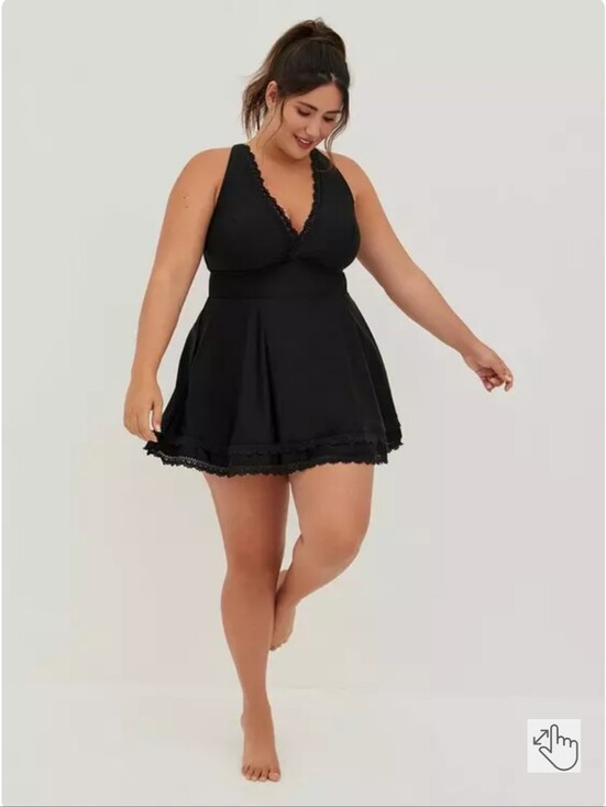 torrid Other - Torrid V Neck Lace Trim Swim Dress One Piece Black Size 3